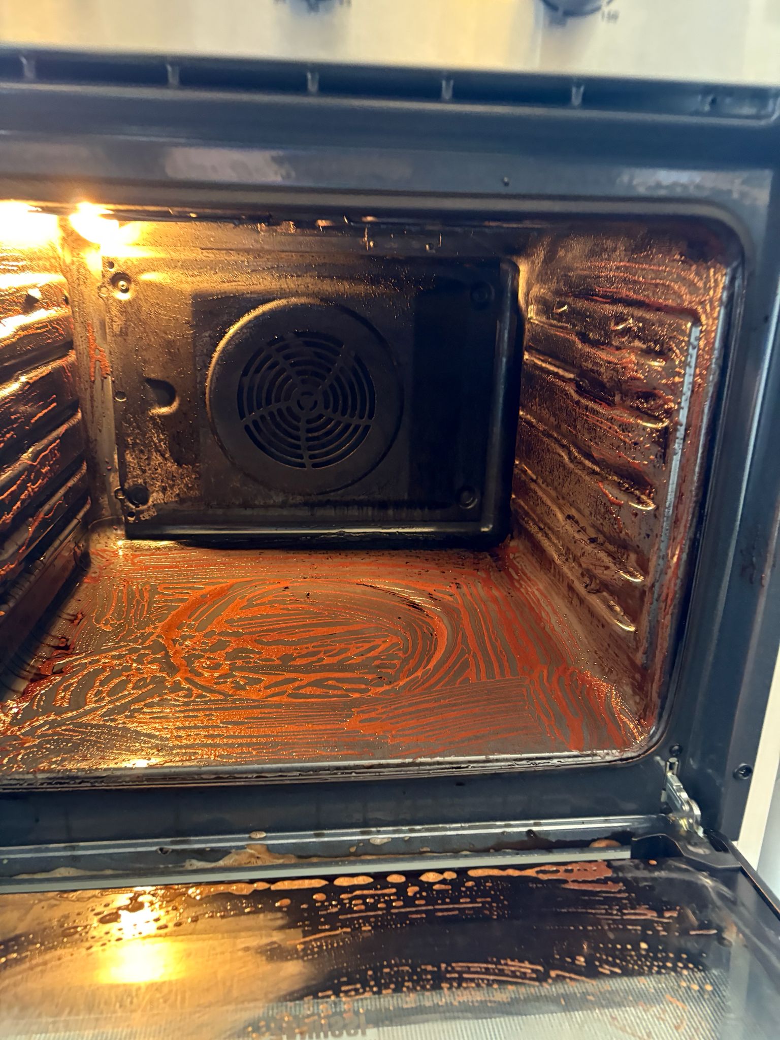 Before oven cleaning Dublin without racks with grease on interior panels